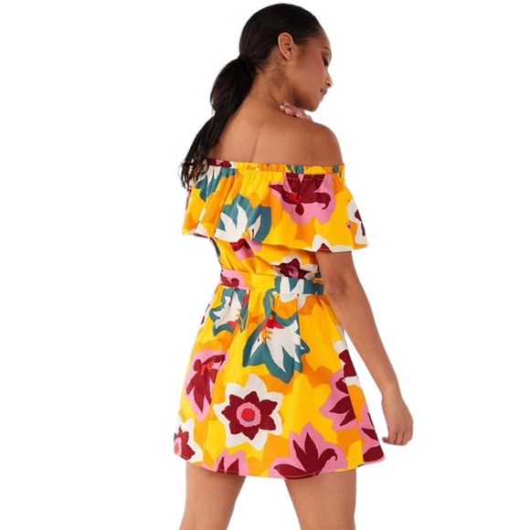 Marlene Floral Ruffle Off Shoulder Dress size L beach summer vibrant - Picture 7 of 16